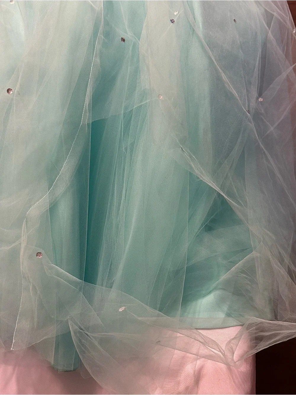 Mori Lee turquoise  Champagne Beaded corset Cinderella Tulle Ball Gown size 18
